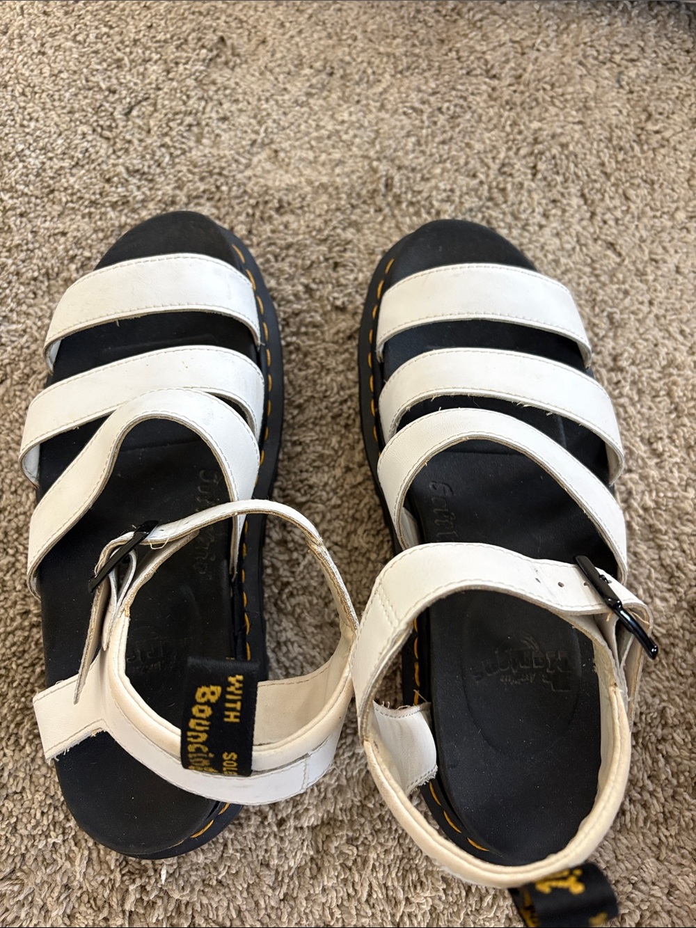 Dr. Martens White Leather Triple-Strap Women's Sandals